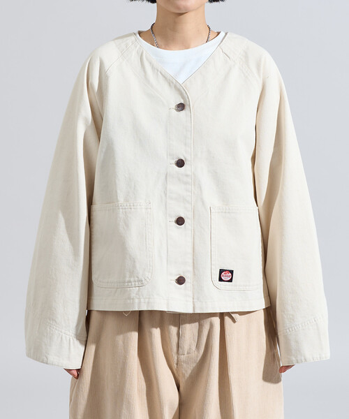 FREAK'S STORE(フリークスストア)の「RED KAP × FREAK'S STORE/レッドキャップ 別注 ノーカラーVネックジャケット<セットアップ対応>(ノーカラージャケット・レディース・その他2/ネイビー/ナチュラル/ベージュ/オリーブ/ブルー・フリ-)」の20枚目の写真