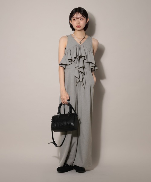 PAGEBOY(ページボーイ)の「バスケットフリルサロペ(サロペット/オーバーオール・レディース・ベージュ/グレー/ブラック・FREE)」の1枚目の写真