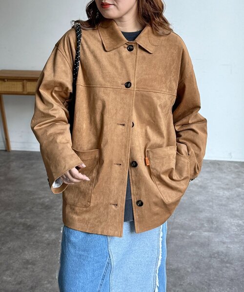 CPCM（シーピーシーエム）の「フェイクスエードジャケット（ブルゾン・レディース・キャメル/ブラウン/ブラック・FREE）」の3枚目の写真