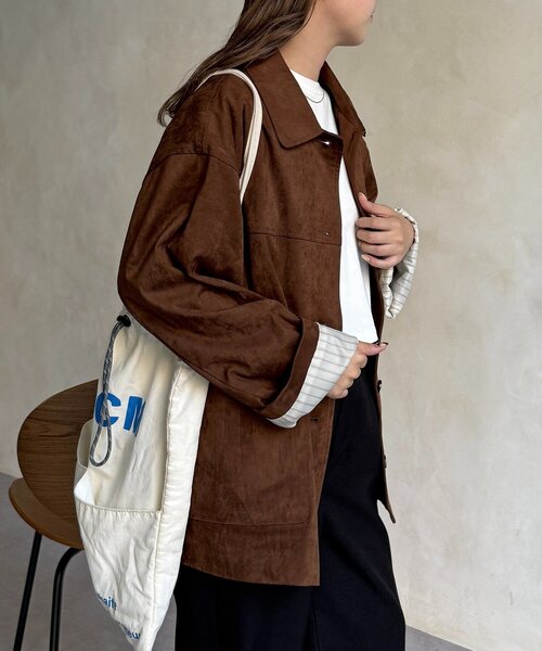 CPCM（シーピーシーエム）の「フェイクスエードジャケット（ブルゾン・レディース・キャメル/ブラウン/ブラック・FREE）」の5枚目の写真