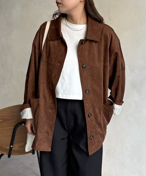 CPCM（シーピーシーエム）の「フェイクスエードジャケット（ブルゾン・レディース・キャメル/ブラウン/ブラック・FREE）」の6枚目の写真