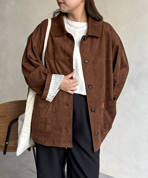 CPCM（シーピーシーエム）の「フェイクスエードジャケット（ブルゾン・レディース・キャメル/ブラウン/ブラック・FREE）」の7枚目の写真