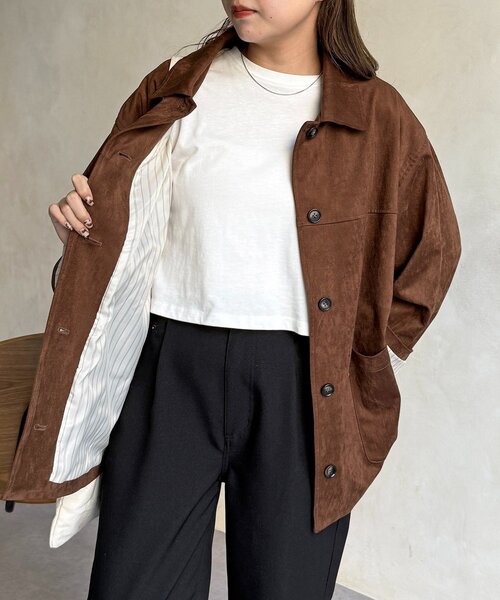 CPCM（シーピーシーエム）の「フェイクスエードジャケット（ブルゾン・レディース・キャメル/ブラウン/ブラック・FREE）」の8枚目の写真