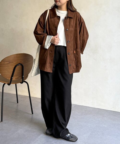 CPCM（シーピーシーエム）の「フェイクスエードジャケット（ブルゾン・レディース・キャメル/ブラウン/ブラック・FREE）」の9枚目の写真