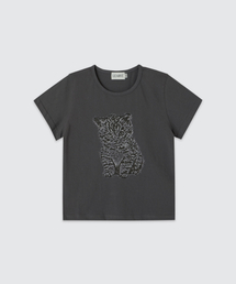 LEARVE（ルアブ）の「ナイトキトンプリントピグメントTシャツチャコール（ウィメンズ）（Tシャツ/カットソー）」