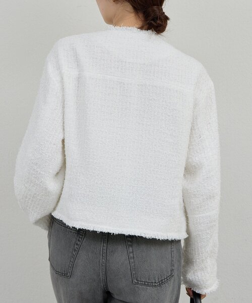 GALLARDAGALANTE（ガリャルダガランテ）の「【手洗い可】ツイードショートジャケット（ベスト・レディース・ブラック/ホワイト・FREE）」の5枚目の写真