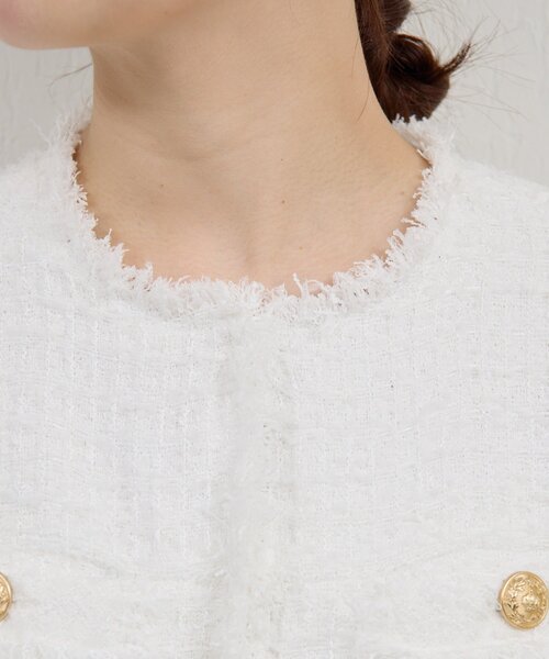 GALLARDAGALANTE（ガリャルダガランテ）の「【手洗い可】ツイードショートジャケット（ベスト・レディース・ブラック/ホワイト・FREE）」の12枚目の写真