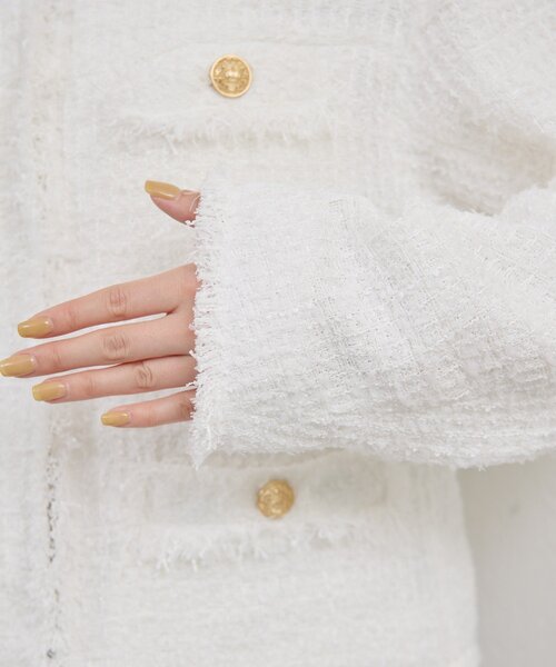 GALLARDAGALANTE（ガリャルダガランテ）の「【手洗い可】ツイードショートジャケット（ベスト・レディース・ブラック/ホワイト・FREE）」の13枚目の写真