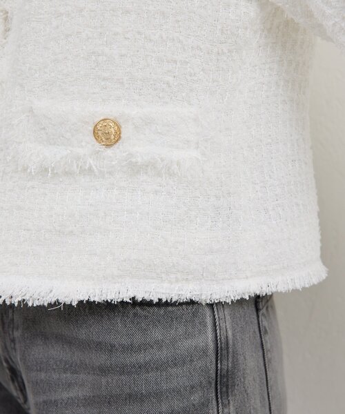 GALLARDAGALANTE（ガリャルダガランテ）の「【手洗い可】ツイードショートジャケット（ベスト・レディース・ブラック/ホワイト・FREE）」の14枚目の写真