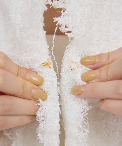 GALLARDAGALANTE（ガリャルダガランテ）の「【手洗い可】ツイードショートジャケット（ベスト・レディース・ブラック/ホワイト・FREE）」の17枚目の写真