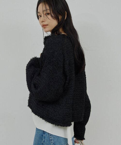 GALLARDAGALANTE（ガリャルダガランテ）の「【手洗い可】ツイードショートジャケット（ベスト・レディース・ブラック/ホワイト・FREE）」の22枚目の写真