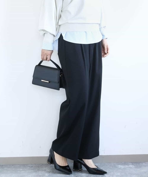 MK MICHEL KLEIN（エムケーミッシェルクラン）の「[洗える]TRストレッチワイドパンツ（その他パンツ・レディース・ブラック/ライトグレー・38）」の3枚目の写真
