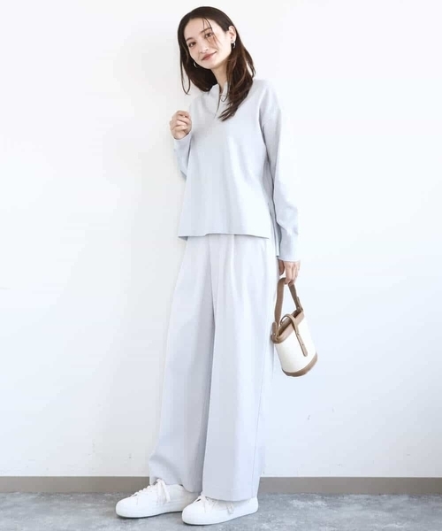 MK MICHEL KLEIN（エムケーミッシェルクラン）の「[洗える]TRストレッチワイドパンツ（その他パンツ・レディース・ブラック/ライトグレー・38）」の7枚目の写真