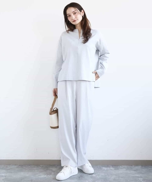MK MICHEL KLEIN（エムケーミッシェルクラン）の「[洗える]TRストレッチワイドパンツ（その他パンツ・レディース・ブラック/ライトグレー・38）」の8枚目の写真