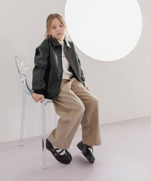 GLOBAL WORK（グローバルワーク）の「撥水フェイクレザーブルゾン/638256（ブルゾン・キッズ・ブラウン/ブラック・130cm/160cm/150cm/140cm）」の6枚目の写真