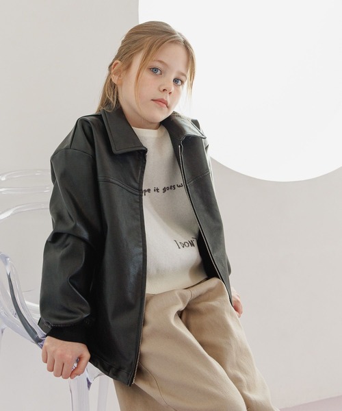 GLOBAL WORK（グローバルワーク）の「撥水フェイクレザーブルゾン/638256（ブルゾン・キッズ・ブラウン/ブラック・130cm/160cm/150cm/140cm）」の8枚目の写真