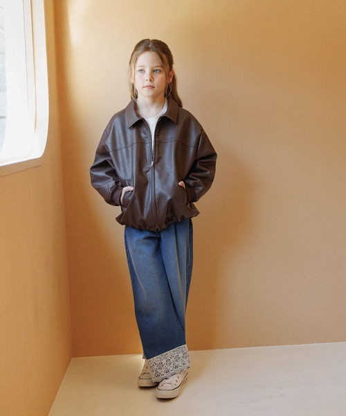 GLOBAL WORK（グローバルワーク）の「撥水フェイクレザーブルゾン/638256（ブルゾン・キッズ・ブラウン/ブラック・130cm/160cm/150cm/140cm）」の12枚目の写真