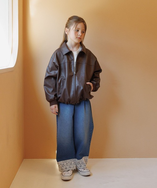 GLOBAL WORK（グローバルワーク）の「撥水フェイクレザーブルゾン/638256（ブルゾン・キッズ・ブラウン/ブラック・130cm/160cm/150cm/140cm）」の13枚目の写真