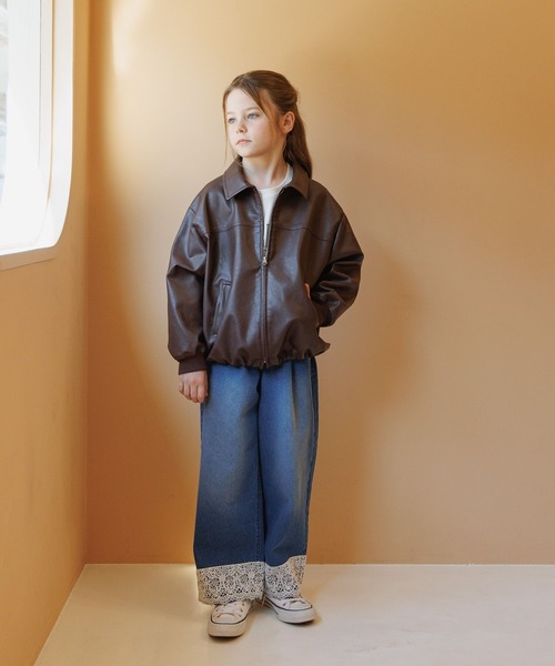 GLOBAL WORK（グローバルワーク）の「撥水フェイクレザーブルゾン/638256（ブルゾン・キッズ・ブラウン/ブラック・130cm/160cm/150cm/140cm）」の14枚目の写真