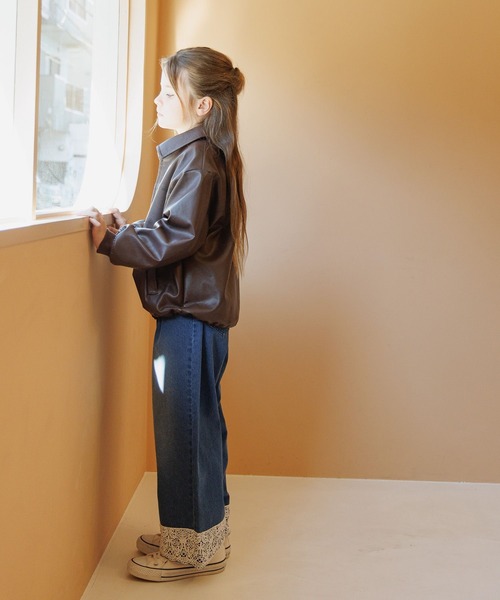 GLOBAL WORK（グローバルワーク）の「撥水フェイクレザーブルゾン/638256（ブルゾン・キッズ・ブラウン/ブラック・130cm/160cm/150cm/140cm）」の15枚目の写真