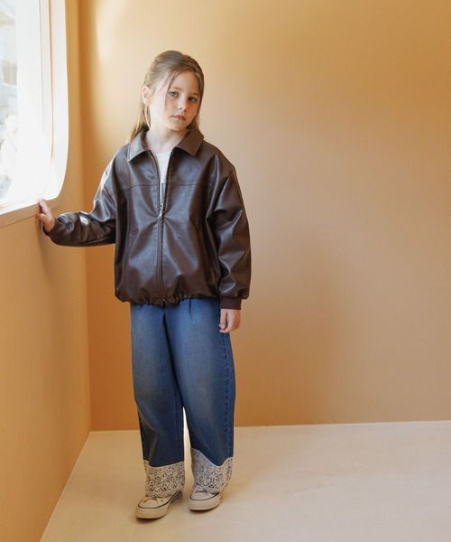 GLOBAL WORK（グローバルワーク）の「撥水フェイクレザーブルゾン/638256（ブルゾン・キッズ・ブラウン/ブラック・130cm/160cm/150cm/140cm）」の17枚目の写真