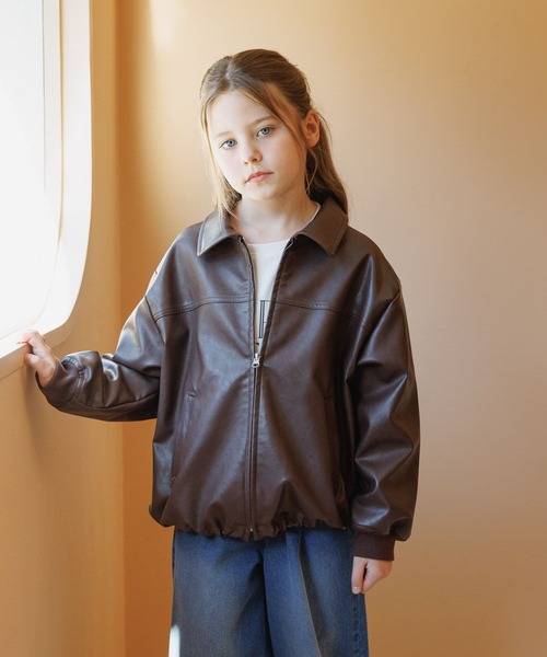 GLOBAL WORK（グローバルワーク）の「撥水フェイクレザーブルゾン/638256（ブルゾン・キッズ・ブラウン/ブラック・130cm/160cm/150cm/140cm）」の19枚目の写真
