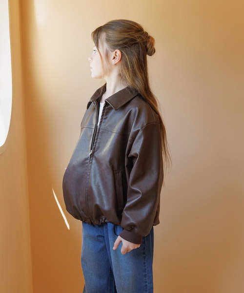 GLOBAL WORK（グローバルワーク）の「撥水フェイクレザーブルゾン/638256（ブルゾン・キッズ・ブラウン/ブラック・130cm/160cm/150cm/140cm）」の21枚目の写真