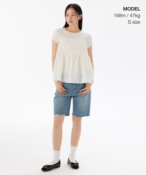 MUSINSA STANDARD WOMAN（ムシンサスタンダードウーマン）の「ウィメンズスリーブレスペプラムトップ[クリーム]（シャツ/ブラウス・レディース・その他・SMALL/MEDIUM/LARGE/X-SMALL）」の2枚目の写真