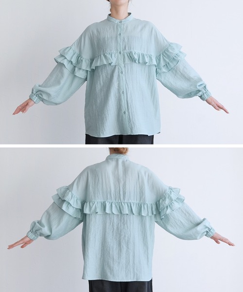 reca（レカ）の「フリルデザインシアーブラウス（シャツ/ブラウス・レディース・オフホワイト/ブルー/ブラック・M）」の17枚目の写真