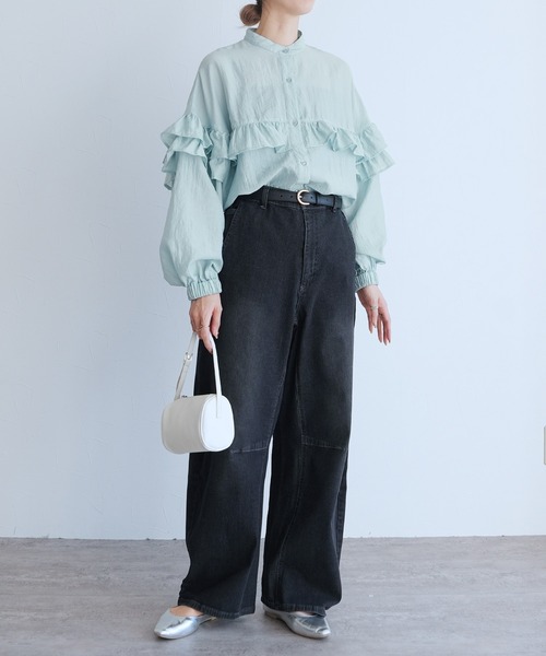 reca（レカ）の「フリルデザインシアーブラウス（シャツ/ブラウス・レディース・オフホワイト/ブルー/ブラック・M）」の12枚目の写真