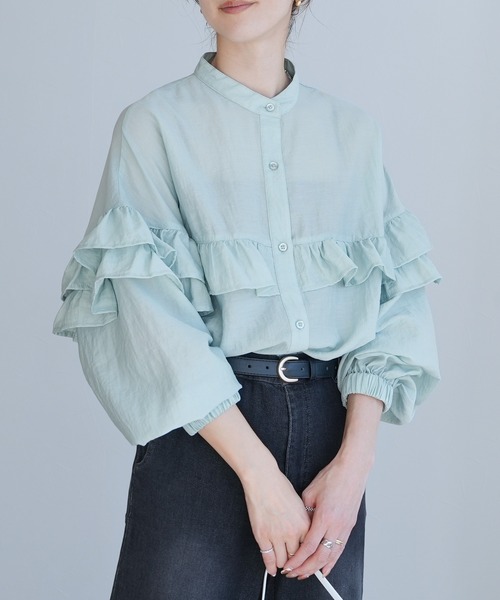 reca（レカ）の「フリルデザインシアーブラウス（シャツ/ブラウス・レディース・オフホワイト/ブルー/ブラック・M）」の13枚目の写真