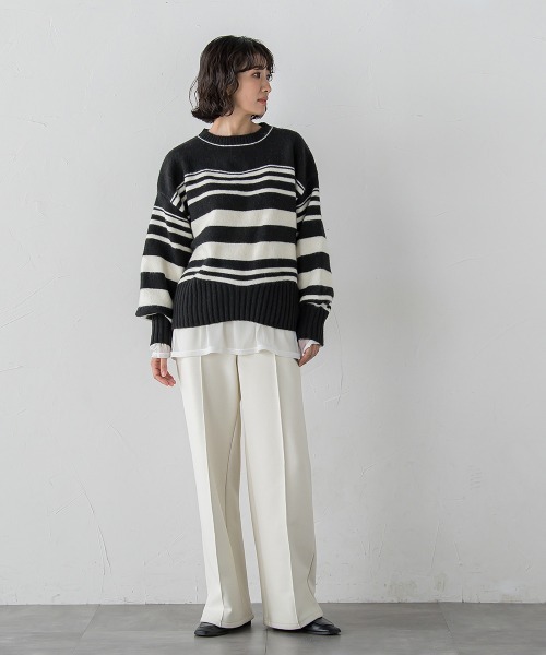 la.f…(ラエフ)の「【WEB限定】”ふんわり着心地”ランダムボーダーニット(ニット/セーター・レディース・ブラック系その他/アイボリー・9号)」の19枚目の写真