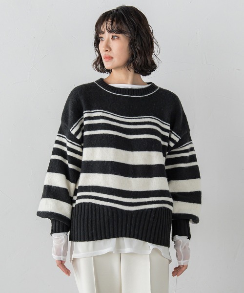 la.f…(ラエフ)の「【WEB限定】”ふんわり着心地”ランダムボーダーニット(ニット/セーター・レディース・ブラック系その他/アイボリー・9号)」の15枚目の写真