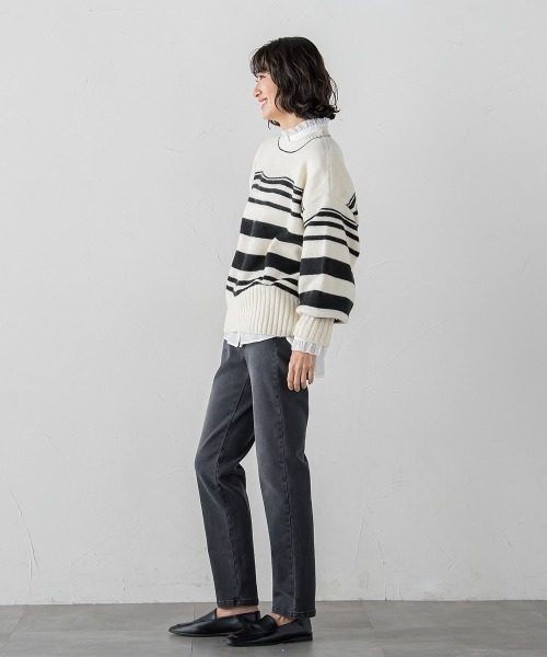 la.f…(ラエフ)の「【WEB限定】”ふんわり着心地”ランダムボーダーニット(ニット/セーター・レディース・ブラック系その他/アイボリー・9号)」の7枚目の写真