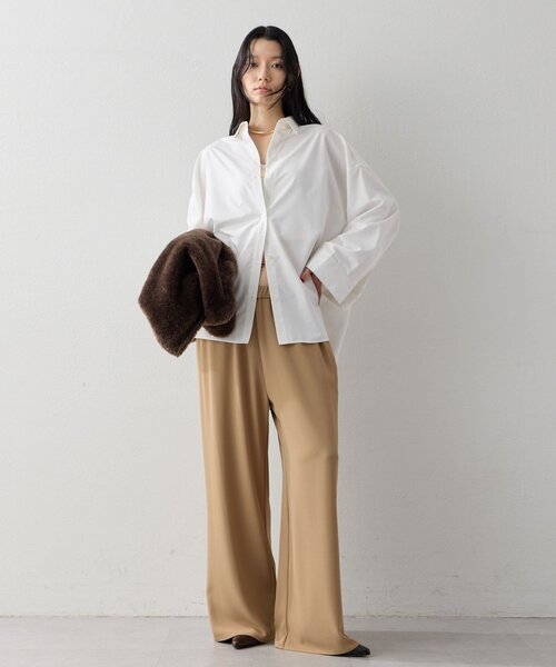 GALLARDAGALANTE(ガリャルダガランテ)の「【即戦力パンツ】【3サイズ展開】ワイドイージーパンツ(その他パンツ・レディース・ライトベージュ/ブラック/ダークブラウン/キャメル・0/2/1)」の4枚目の写真