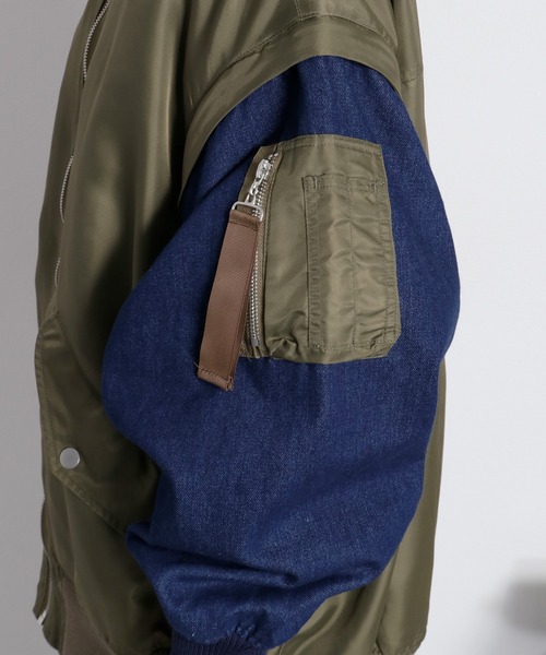 cepo（セポ）の「〈2way〉切替デニムツイルMA-1ジャケット（ブルゾン・レディース・オリーブ/ブラック・M）」の18枚目の写真