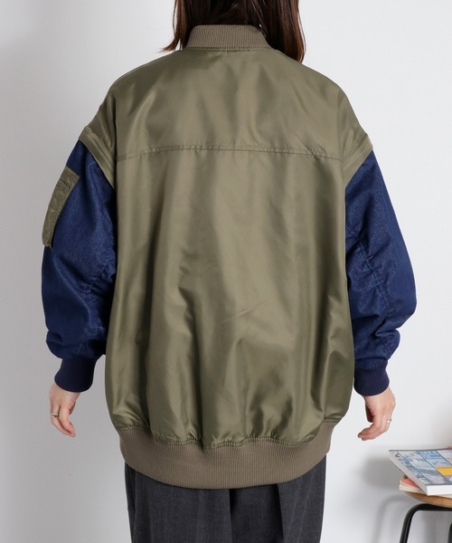 cepo（セポ）の「〈2way〉切替デニムツイルMA-1ジャケット（ブルゾン・レディース・オリーブ/ブラック・M）」の20枚目の写真
