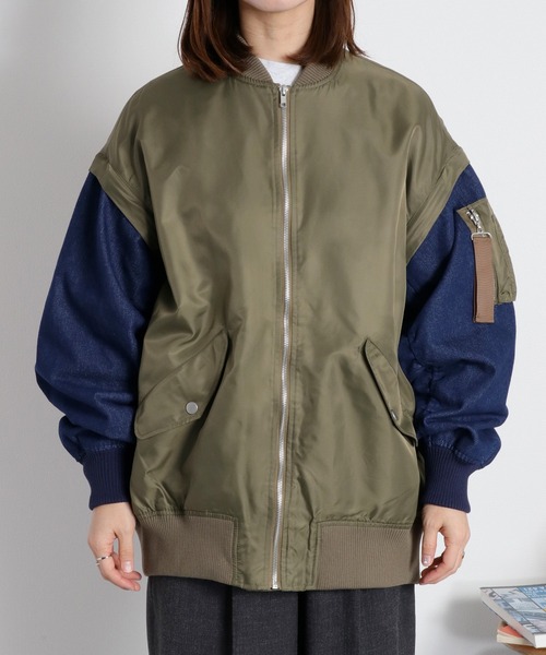 cepo（セポ）の「〈2way〉切替デニムツイルMA-1ジャケット（ブルゾン・レディース・オリーブ/ブラック・M）」の19枚目の写真