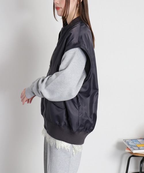 cepo（セポ）の「〈2way〉切替デニムツイルMA-1ジャケット（ブルゾン・レディース・オリーブ/ブラック・M）」の15枚目の写真