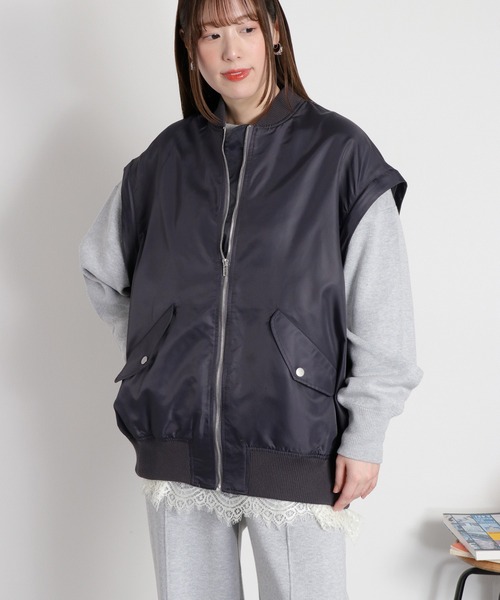 cepo（セポ）の「〈2way〉切替デニムツイルMA-1ジャケット（ブルゾン・レディース・オリーブ/ブラック・M）」の13枚目の写真