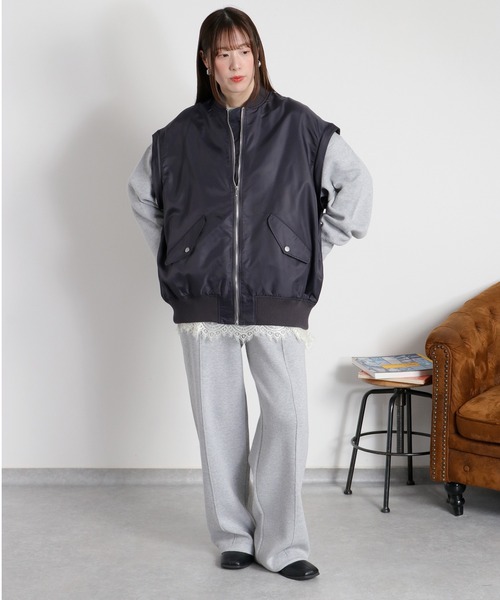 cepo（セポ）の「〈2way〉切替デニムツイルMA-1ジャケット（ブルゾン・レディース・オリーブ/ブラック・M）」の3枚目の写真