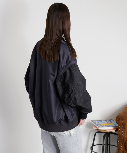 cepo（セポ）の「〈2way〉切替デニムツイルMA-1ジャケット（ブルゾン・レディース・オリーブ/ブラック・M）」の11枚目の写真