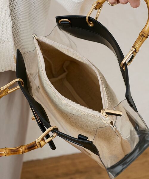 le.coeur blanc（ルクールブラン）の「バンブーハンドルクリアビニールバッグ（ハンドバッグ・レディース・ブラック/ブラウン・FREE）」の14枚目の写真