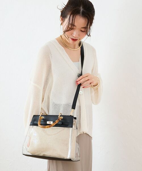 le.coeur blanc（ルクールブラン）の「バンブーハンドルクリアビニールバッグ（ハンドバッグ・レディース・ブラック/ブラウン・FREE）」の15枚目の写真