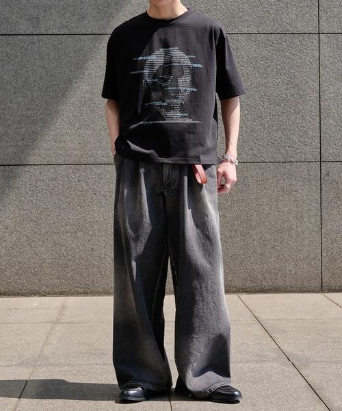 epnok(エプノック)の「アブストラクトワイドデニムスラックス(デニムパンツ・メンズ・ブラック/ブルー・SMALL/MEDIUM/LARGE)」の14枚目の写真