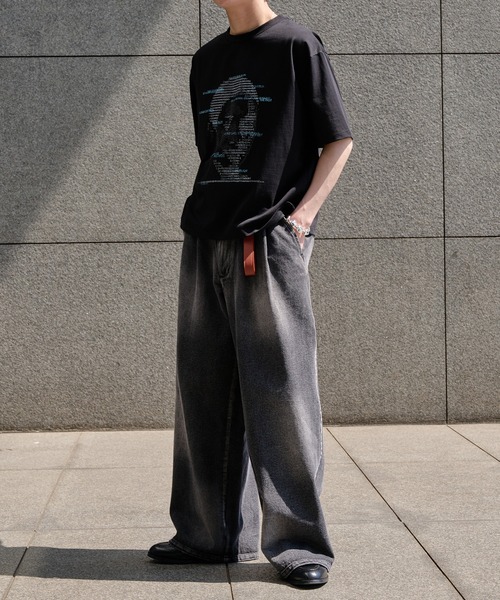 epnok(エプノック)の「アブストラクトワイドデニムスラックス(デニムパンツ・メンズ・ブラック/ブルー・SMALL/MEDIUM/LARGE)」の15枚目の写真