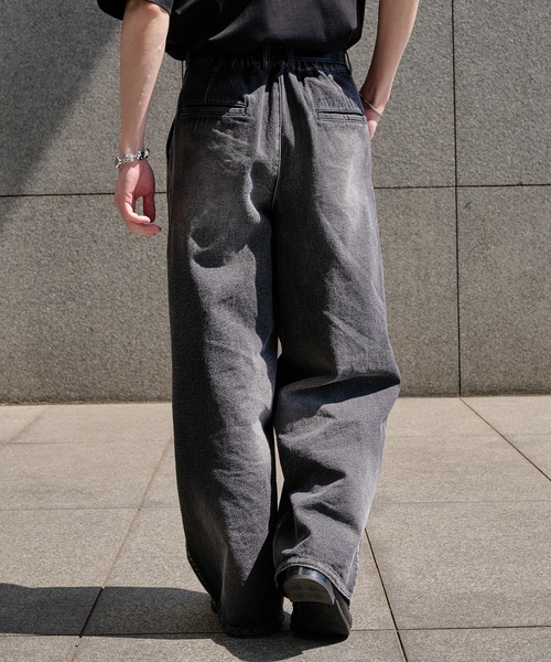 epnok(エプノック)の「アブストラクトワイドデニムスラックス(デニムパンツ・メンズ・ブラック/ブルー・SMALL/MEDIUM/LARGE)」の11枚目の写真