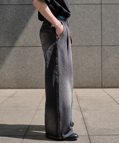 epnok(エプノック)の「アブストラクトワイドデニムスラックス(デニムパンツ・メンズ・ブラック/ブルー・SMALL/MEDIUM/LARGE)」の12枚目の写真