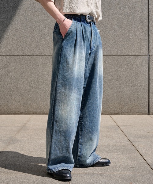 epnok(エプノック)の「アブストラクトワイドデニムスラックス(デニムパンツ・メンズ・ブラック/ブルー・SMALL/MEDIUM/LARGE)」の21枚目の写真