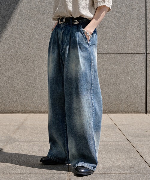 epnok(エプノック)の「アブストラクトワイドデニムスラックス(デニムパンツ・メンズ・ブラック/ブルー・SMALL/MEDIUM/LARGE)」の22枚目の写真